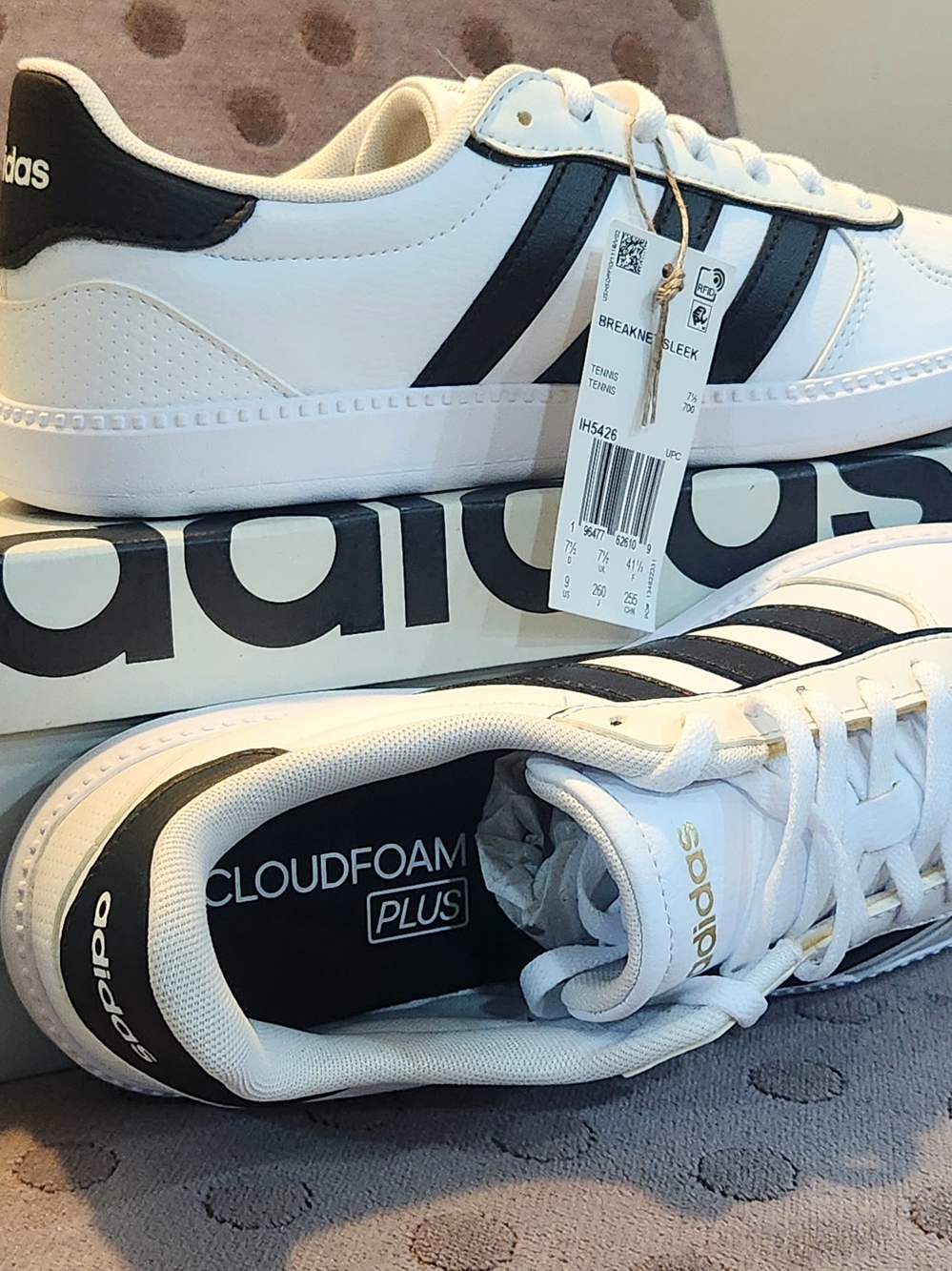 Adidas Women's Breaknet Sleek White/Black Size 9 NIB Sneakers - Picture 2 of 8